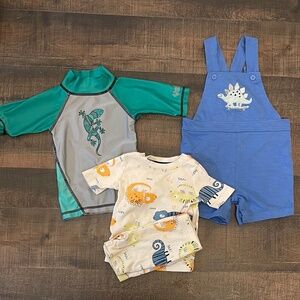 Size 12-18 months t-shirt & shorts set, romper and protective swim wear shirt